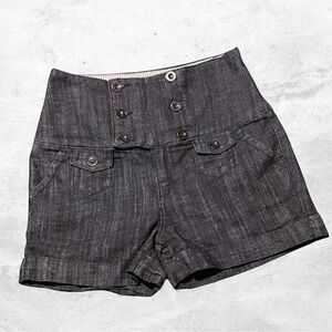 Arden B High-Waist Charcoal Button-Front Shorts